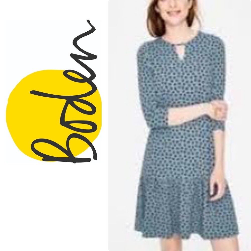 Boden blue print dress sz16